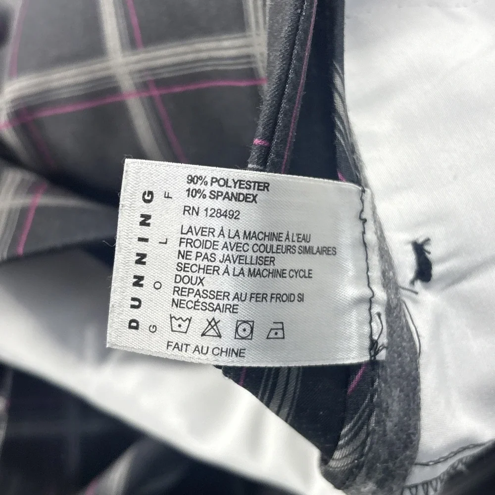 Dunning Golf Shorts Black Pink PlaidChino Flat Front Men's Size 36